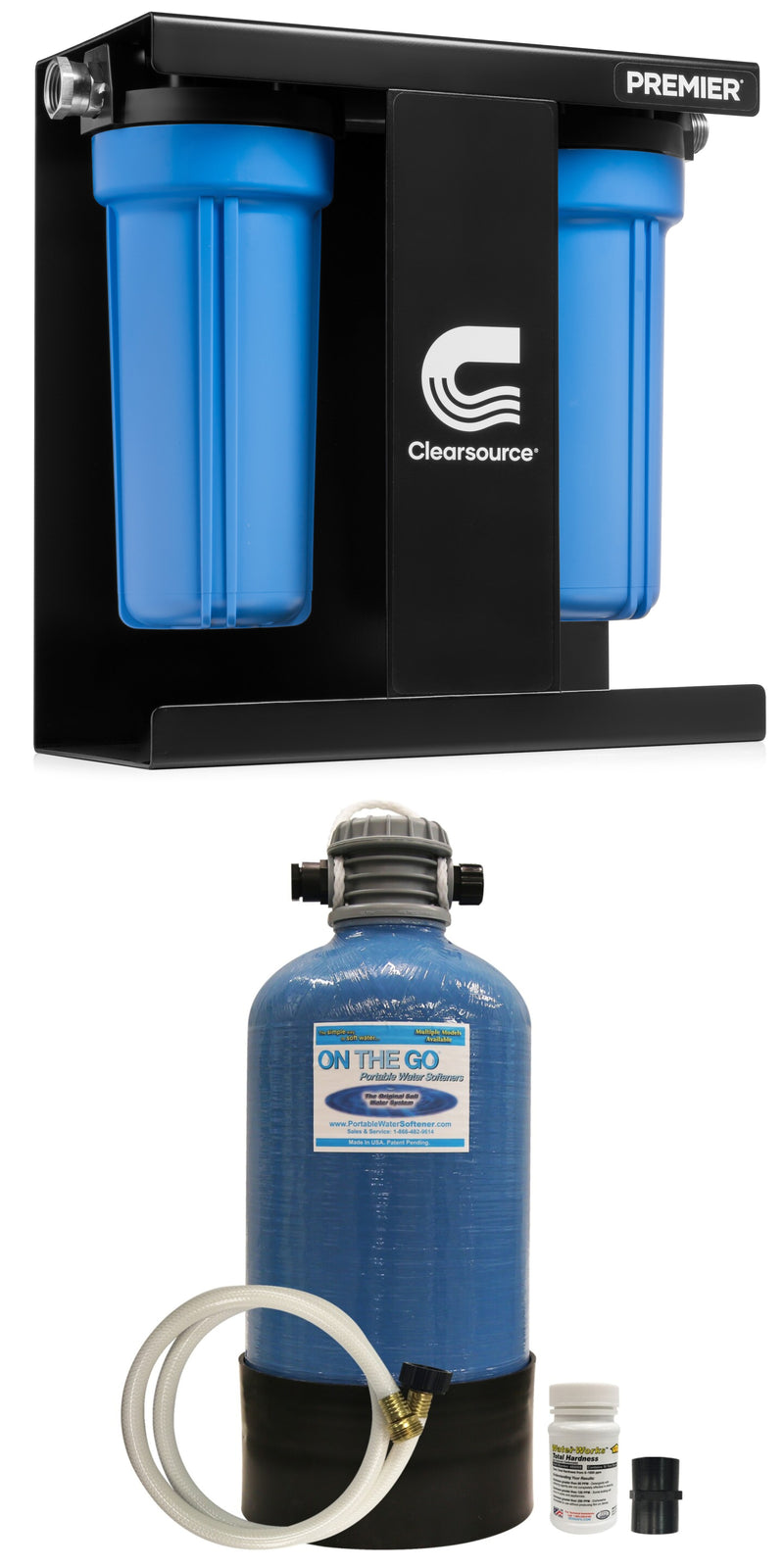 Clearsource 2 canister and on the go double water softener bundle